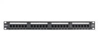 Коммутационная панель 19", 1U, 24 порта, Кат.5e, неэкранированная, черная