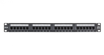 Коммутационная панель 19", 1U, 24 порта, Кат.5e, неэкранированная, черная